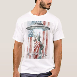 UFO 4. Juli Statue of Liberty Funny Art T-Shirt