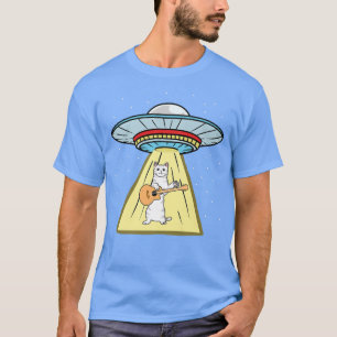 Ufo Abduction Cat Playing Gitarre Premium T-Shirt
