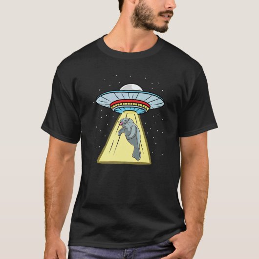 Ufo Abduction Manatee Sea Animal T-Shirt (Vorderseite)