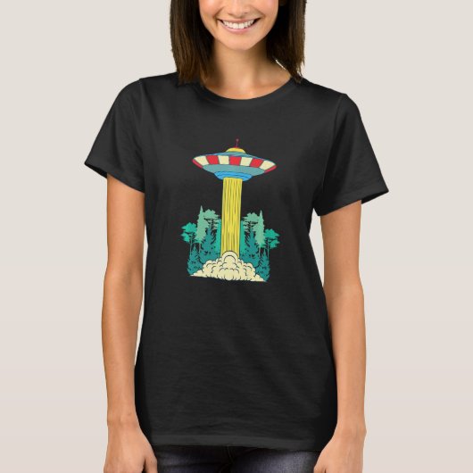 UFO Abduction Nature Forest Science Fiction Alien T-Shirt (Vorderseite)