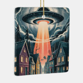 UFO Abduction Night Street Illustration Keramikornament (Rechts)