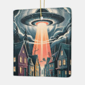 UFO Abduction Night Street Illustration Keramikornament (Links)
