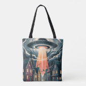 UFO Abduction Night Street Illustration Tasche (Rückseite)