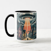 UFO Abduction Night Street Illustration Tasse (Links)