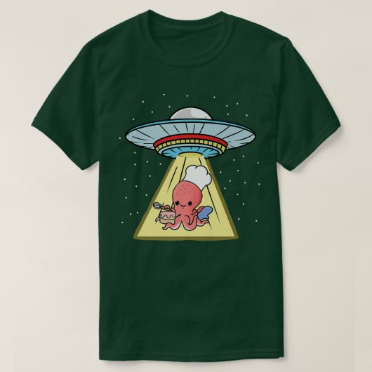 Ufo Abduction Octopus Baking T-Shirt (Design vorne)