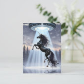 UFO Abduction of a Gorgeous Black Unicorn Postkarte (Stehend Vorderseite)