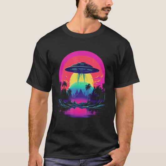 UFO Alien  80er Vaporwave Synthwave Retrowave Ästh T-Shirt (Vorderseite)