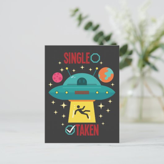 UFO Alien Abduction Single Taken Galaxy Spaß Postkarte (Stehend Vorderseite)