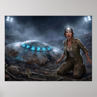 UFO-Alien-Archaeologe Ausgrabungsstätte Paranormal Poster