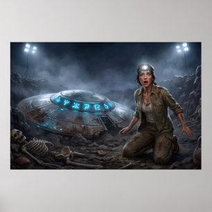UFO-Alien-Archeologe Grabungsstätte Paranormal Poster