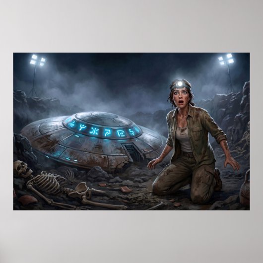 UFO-Alien-Archeologe Grabungsstätte Paranormal Poster (Vorne)