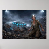 UFO Alien Archeologist Digging Site Paranormal Poster (Vorne)