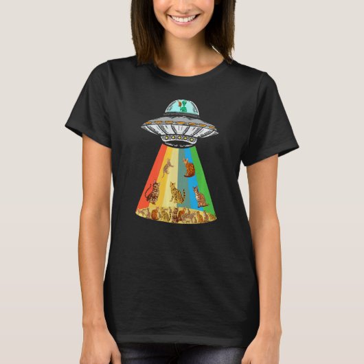 Ufo-Alien-Bengalkatze T-Shirt (Vorderseite)