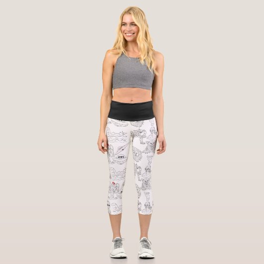 UFO, Alien, Bigfoot Cryptid Capri Leggings (Vorderseite)
