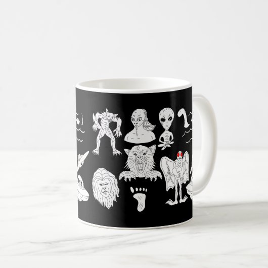 UFO, Alien, Bigfoot, Mothman, Dogman, Cryptids Kaffeetasse (VorderseiteRechts)