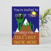 UFO - Alien Birthday Einladung (Stehend Vorderseite)