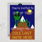 UFO - Alien Birthday Einladung (Vorne/Hinten)