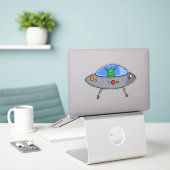 UFO-ALIEN DIE ABSCHNITTUNG DER KABEL-DEKALKEN AUFKLEBER (Laptop auf Schreibtisch)
