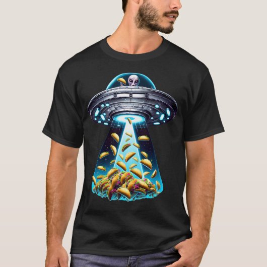 Ufo Alien Eating Tacos Taco Lover Funny T-Shirt (Vorderseite)