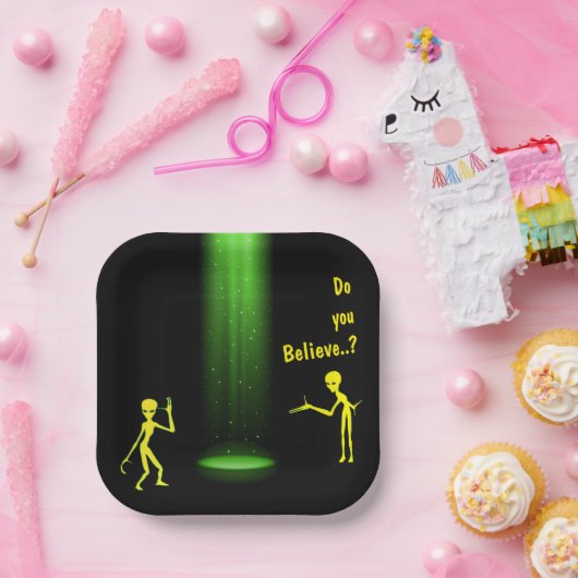 UFO Alien Entführung 👽 Glauben Sie? Pappteller (Party)