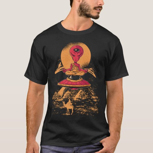 UFO Alien Entführung Pyramids Camels Martian T-Shirt (Vorderseite)