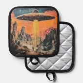 UFO Alien Entführung Topflappen (Vorderseite/Rückseite)