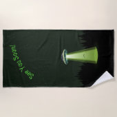 UFO Alien Fans Untertasse dunkelgrüne Brust Strandtuch (Vorderseite)