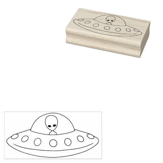UFO Alien Flying Saucer Rubber Briefmarke Gummistempel (Stempel)