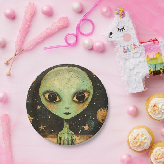 UFO-Alien Pappteller (Party)