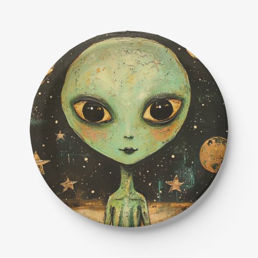 UFO-Alien Pappteller (Vorderseite)