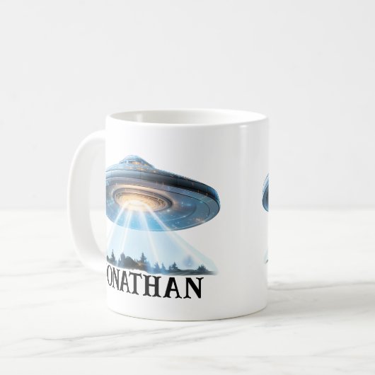 UFO ALIEN PERSONALISIERT KAFFEETASSE (Vorderseite Links)