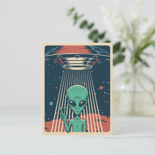 UFO-Alien Postkarte (Stehend Vorderseite)