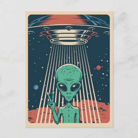 UFO-Alien Postkarte (Vorderseite)