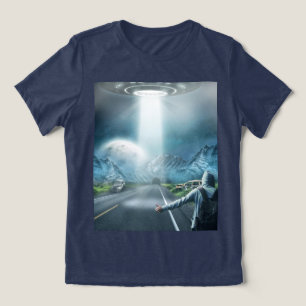 UFO-Alien-Raumschiff-Anhalter-Tee-T-Shirt Tri-Blend Shirt