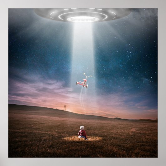 ufo Alien Raumschiff und Kinderbegegnposter Poster (Vorne)
