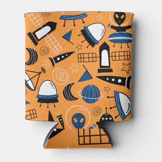 UFO-Alien, Raumschiffe, Kindermuster Dosenkühler (Vorderseite)