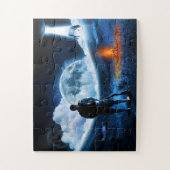 UFO-Alien Rinder-Entführung Weltraumschiff Puzzle (Vertikal)