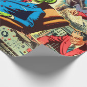 Ufo Alien Sci-fi Retro Comic Geschenkpapier (Ecke)