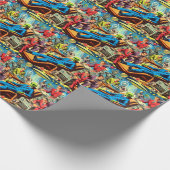Ufo Alien Sci-fi Retro Comic Geschenkpapier (Ecke)