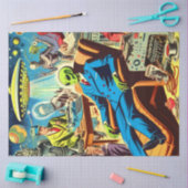 Ufo Alien Sci-fi Retro Comic Seidenpapier (Basteln)