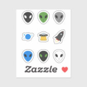 UFO & Alien Set Stickers Aufkleber (Blatt)