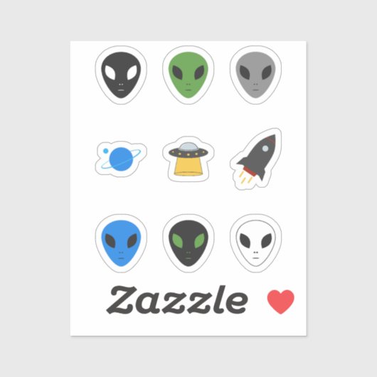 UFO & Alien Set Stickers Aufkleber (Blatt)