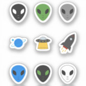 UFO & Alien Set Stickers Aufkleber (Vorderseite)