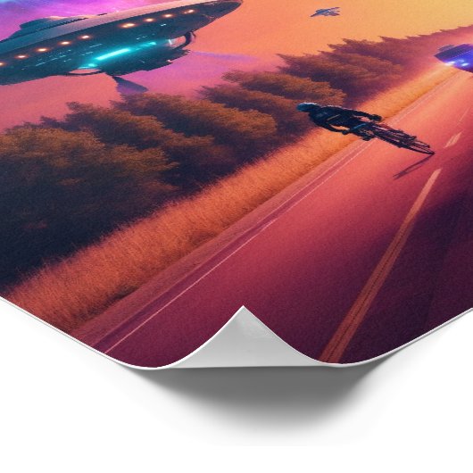 UFO Alien Space Digital Posters & Wall Art Poster (Ecke)