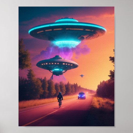 UFO Alien Space Digital Posters & Wall Art Poster (Vorne)