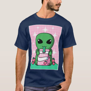 UFO Alien Strawberry Milk Shake Carton Japanisch K T-Shirt