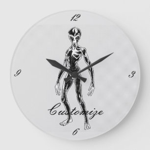 UFO-alien Thunder_Cove Große Wanduhr