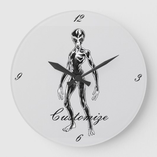 UFO Alien Thunder_Cove Große Wanduhr (Vorderseite)