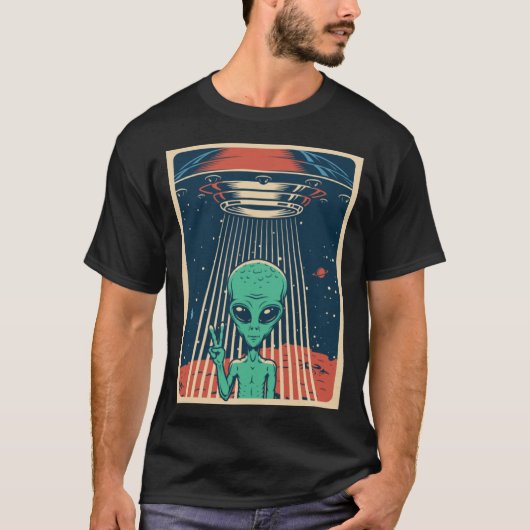UFO Alien Unidentifiziertes Flying Object Peace Li T-Shirt (Vorderseite)