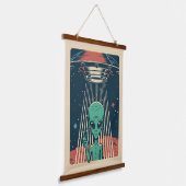 UFO-Alien Wandteppich Mit Holzrahmen (Gewinkelt)